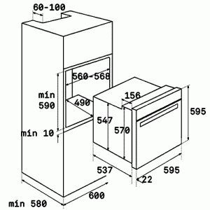 Духовка Teka HLB 8600 Stone Grey схема установки