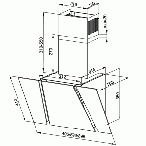 Вытяжка Lex Ori 600 Black схема установки