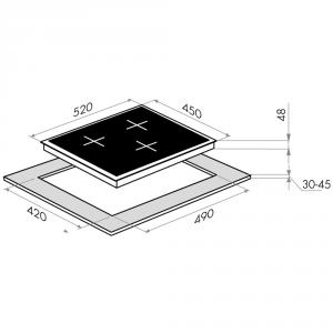 Индукционная варочная панель MAUNFELD MVI45.3HZ.3BT-WH схема установки