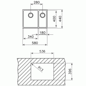 Мойка Teka BE LINEA RS15 2B 580 схема установки