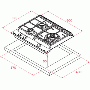 Варочная панель Teka GZC 63310 XBN BLACK схема установки