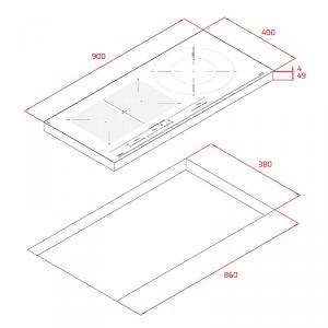 Варочная панель TEKA IZF 93330 MSP BLACK схема установки