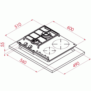 Варочная панель Teka JZC 64322 ABN BLACK схема установки