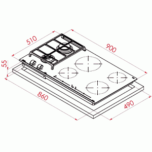 Варочная панель Teka JZC 96324 ABN BLACK схема установки