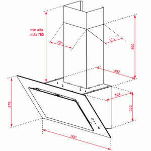 Вытяжка Teka DVT 98660 TBS BLACK схема установки