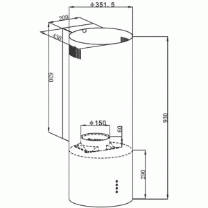 Кухонная вытяжка MAUNFELD Lee Wall 35 белый-схема-установки
