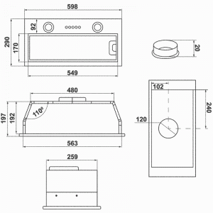 Кухонная вытяжка MAUNFELD THAMES 601M белый-схема-установки