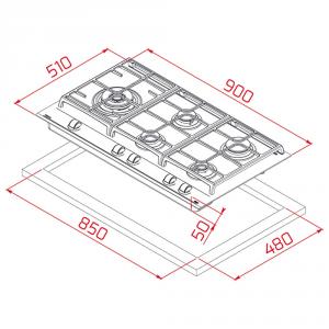 Газовая панель TEKA GZC 95320 XBN BLACK схема установки