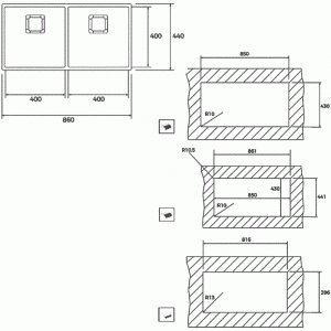 Мойка для кухни TEKA FLEXLINEA RS15 86.40 M-XT 2B PureClean (Мягкая текстура) схема установки