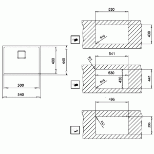 Мойка для кухни TEKA FLEXLINEA RS15 50.40 PVD TITANIUM (PVD покрытие / Титан) схема установки