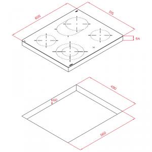 Стеклокерамическая варочная панель TEKA TTB 64320 TTC BLACK схема установки