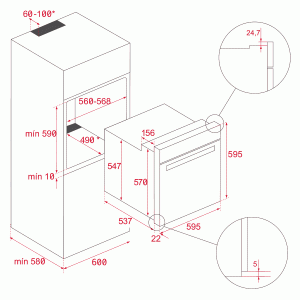 Духовой шкаф TEKA HLB 8400 NIGHT RIVER BLACK схема установки