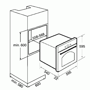 Духовка Teka HR 750 ANTHRACITE B схема установки