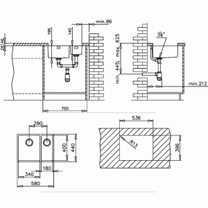 Мойка Teka BE LINEA R15 2B 580 схема установки