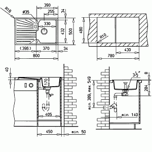 Мойка Teka Cascad 45 B-TG схема установки