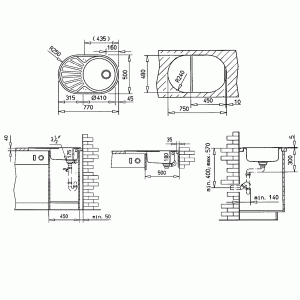 Мойка Teka DR 77 1B 1D Микротекстура схема установки
