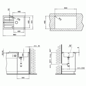 Мойка Teka LUX 1B 1D 86 REV схема установки