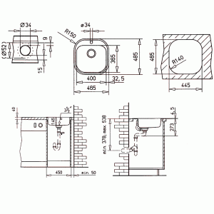 Мойка Teka Stylo 1B Микротекстура схема установки