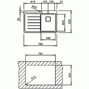 Мойка Teka ZENIT R15 1B 1D RHD 78 схема установки