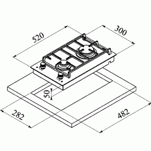 Варочная панель Teka CGW LUX 30.1 2G AI AL CI NAT схема установки