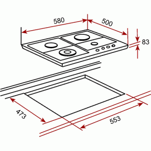Варочная панель Teka EH 60 4G AI AL TR CI NAT ANTHRACITE OB схема установки