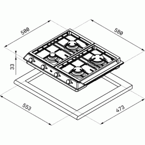 Варочная панель Teka EX 60.1 4G AI AL CI DR схема установки