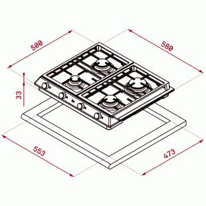 Варочная панель Teka EX 60.1 4G AI AL CI схема установки
