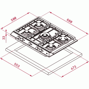 Варочная панель Teka EX 70.1 5G AI AL DR CI схема установки