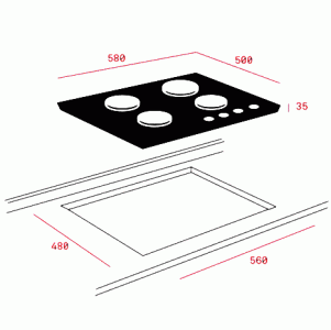 Варочная панель Teka HF LUX 60 4G AI AL BLACK схема установки